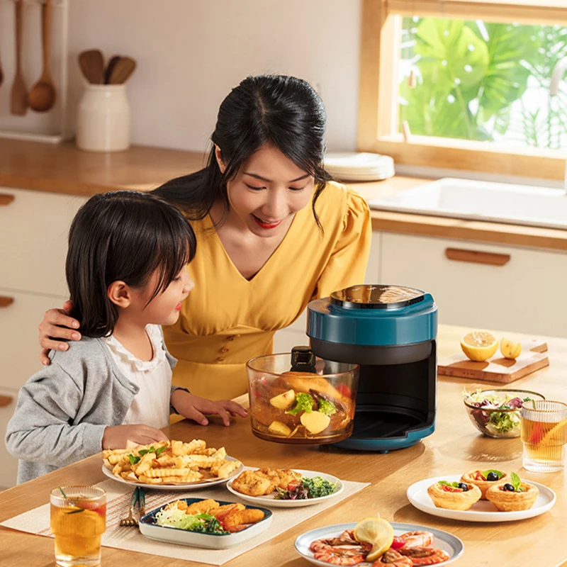 ญี่ปุ่นประเภท Visual Air Fryer ครัวเรือนเตาอบขนาดเล็กไม่มีผิวมันเครื่อง Fries ฝรั่งเศส Mini แบบบูรณาการ Multifunctional ไฟฟ้า