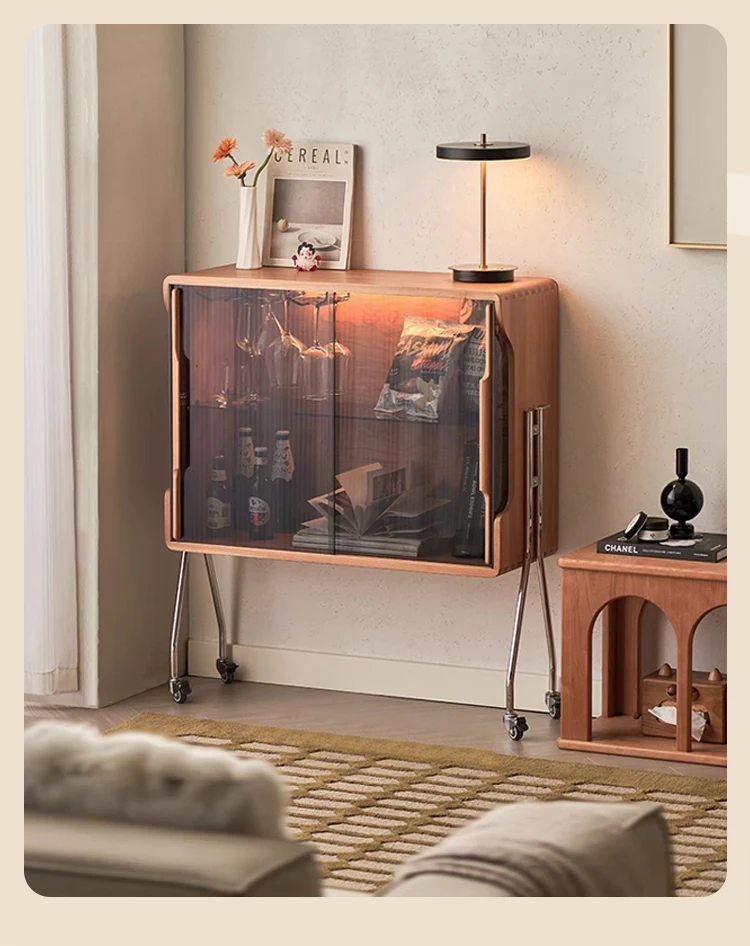 خزانة مشروبات قابلة للإزالة من الخشب الصلب وخزانة من القرون الوسطى وخزانة جانبية لتناول الطعام وخزانة غرفة المعيشة وخزانة تخزين من الفولاذ المقاوم للصدأ #6