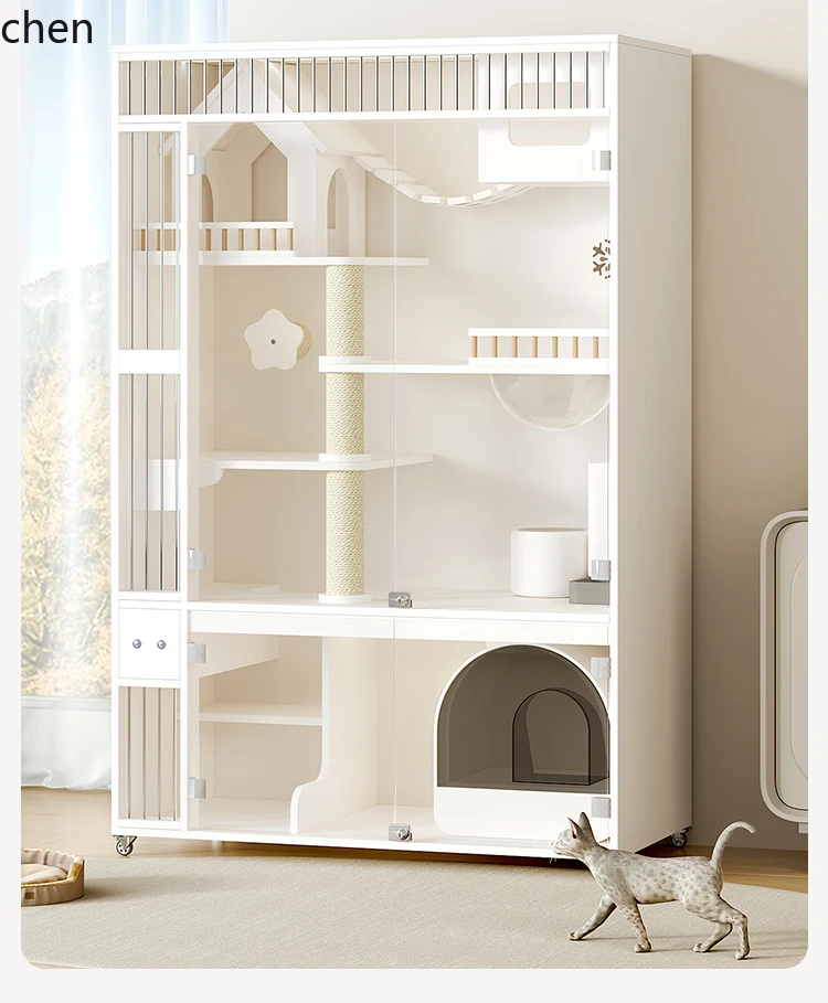 

HTT cat villa cat cabinet indoor wooden cage large free space house nest