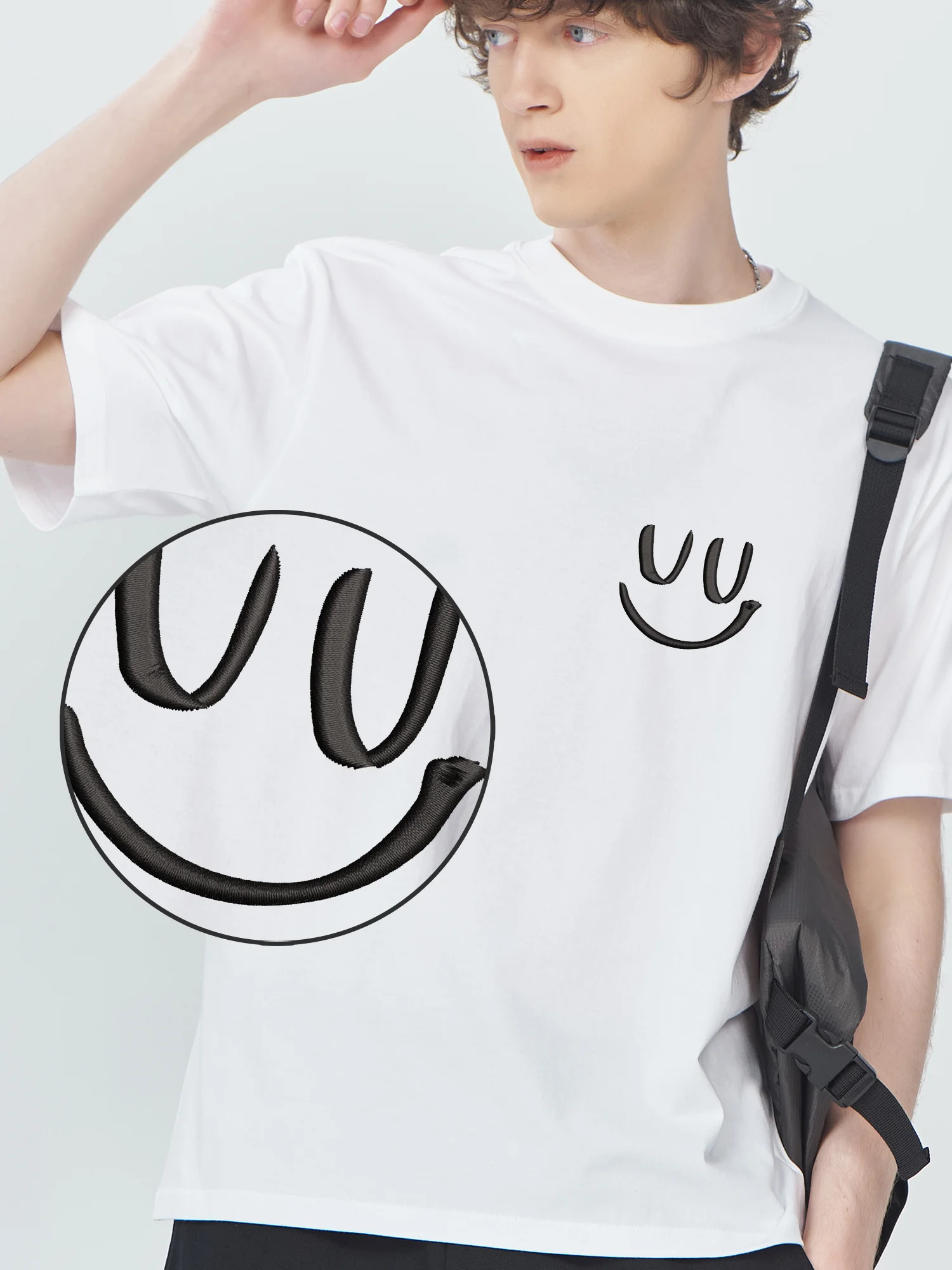 

Cute Drawing Symbols Embroidered T-Shirt For Men Women Unisex Trendy Fashionable Design Kawaii Graphic Tee Shirt