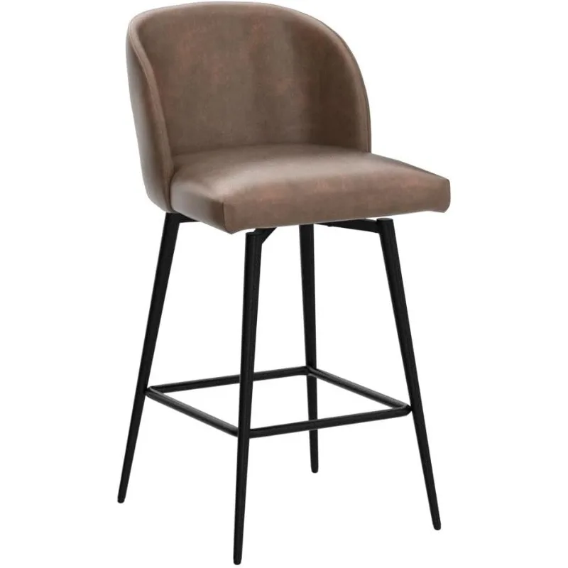 Watson & Whitely Counter Height Bar Stools Set of 2, 360° Swivel Upholstered Barstools with Backs and Metal Legs, 26" H Seat Hei