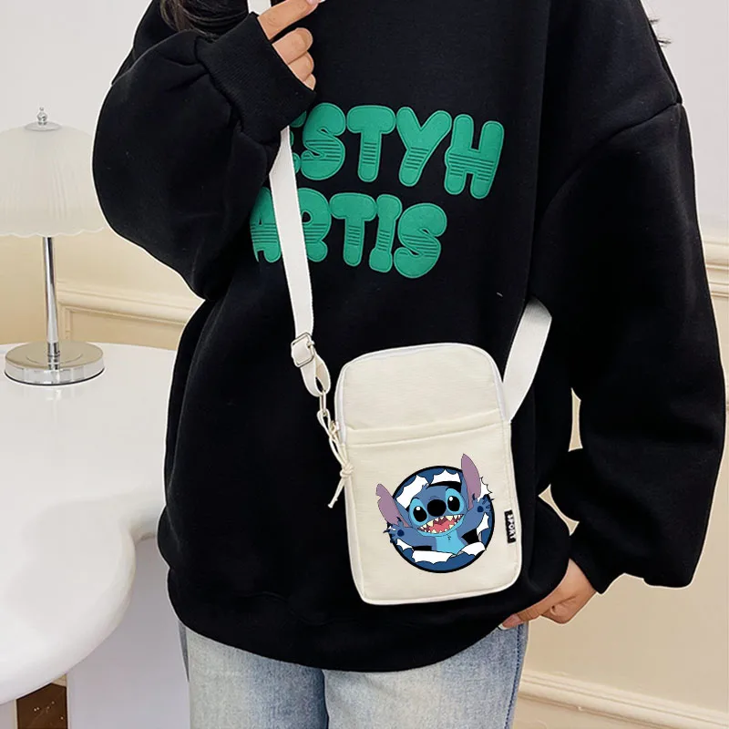 Disney Stitch Women Shoulder Bag Cartoon Girl Mini Phone Pocket Kawaii Lady Casual Crossbody Bags Birthday Gifts