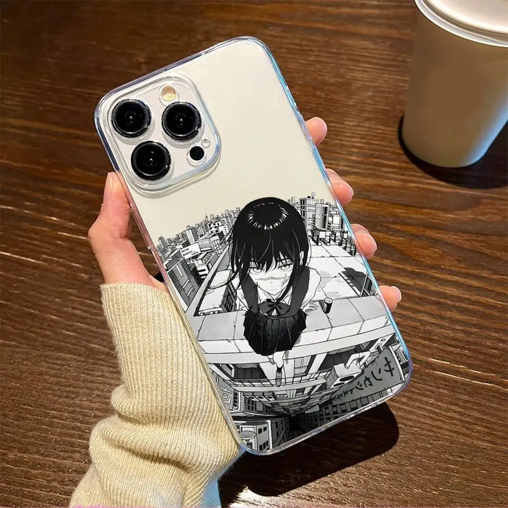 Comics Anime C-Kettensäge Man Asa Yoru Handyhülle Transparent für IPhone 17 16 15 14 13 12 11 PRO MAX PLUS Mini