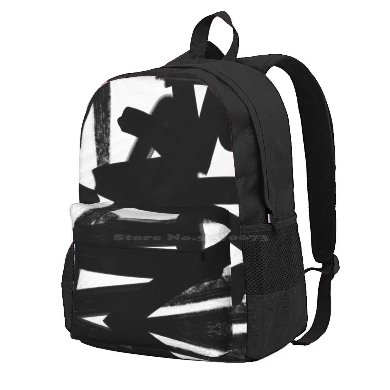 Thinking Out Loud Hot Sale Schoolbag Backpack Fashion Bags Black And White Abstract Raw Paint Brush Strokes Paint Strokes