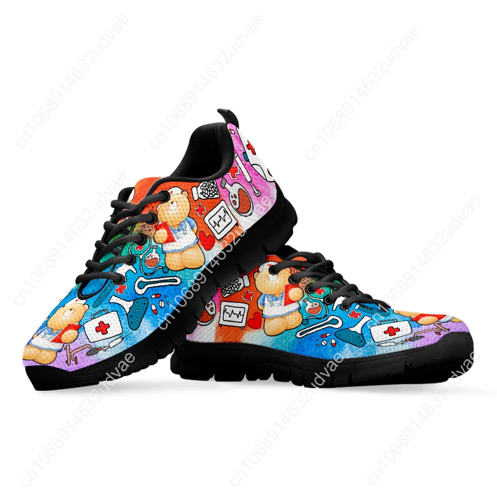 Cute Bear Nurse Shoes Gradient Star Medical Shoes First Aid Medical Print Lightweight Outdoor Shoes Zapatos Planos