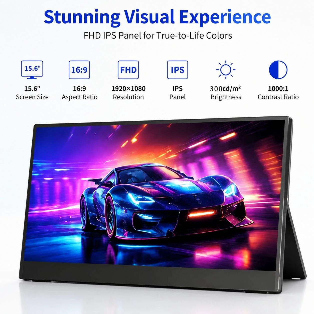 15.6 Inch WiFi Wireless Portable Monitor 1920*1080P FHD VESA External Secondary Display for Laptop Phone TV PS4/5 XBox Switch