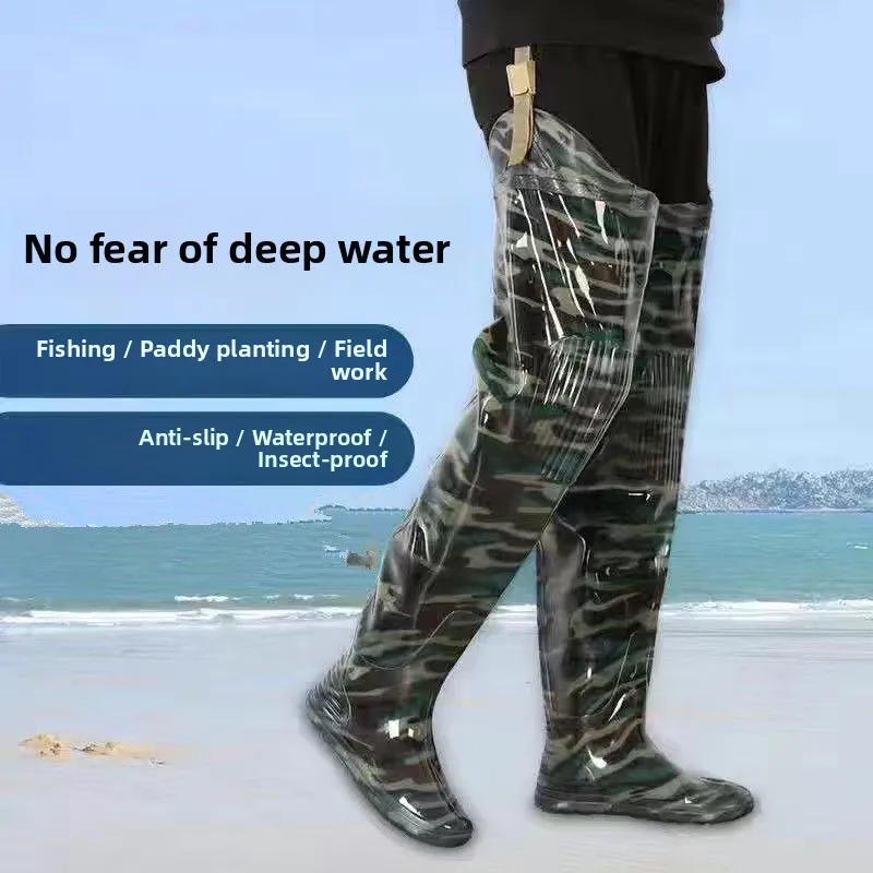 أحذية مطر طويلة للجنسين، أحذية صيد نسائية عالية فوق الركبة، جوارب قطنية ناعمة القاع، أحذية مزرعة للأراضي المغمورة بالماء