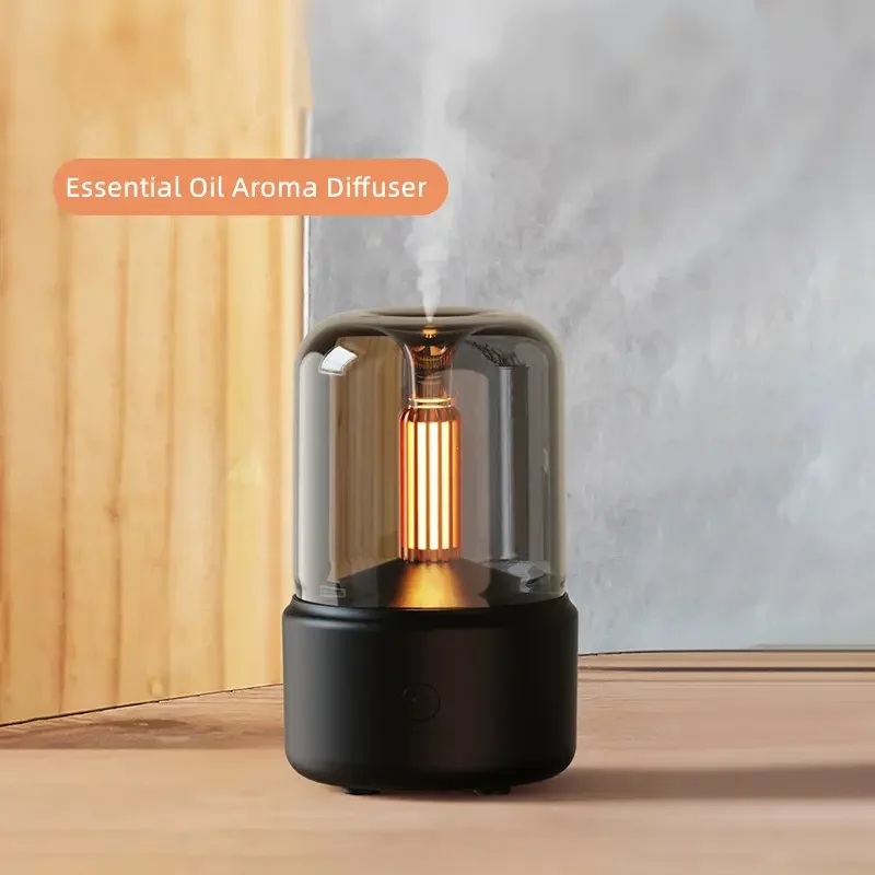 Popular 120ml  Candlelight Aroma Diffuser Essential Oil  Portable USB Electric Air Humidifier Cool Mist Maker Night Light