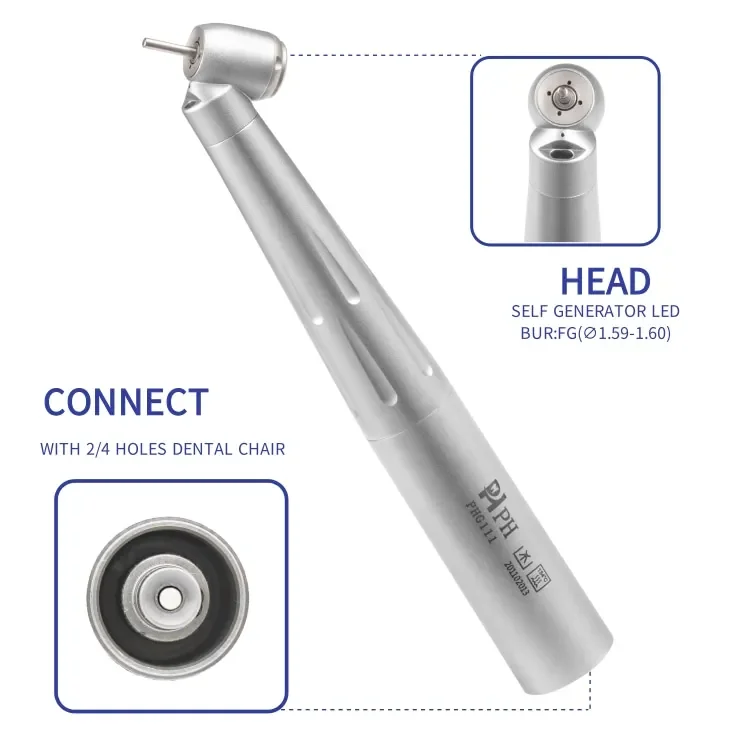 dent al 45 degree air turbine handpiece led high speed fiber optic handpiece