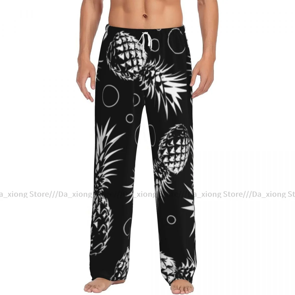 Black And White Pineapple Mens Pajamas Pyjamas Pants Lounge Pants Sleep Bottoms