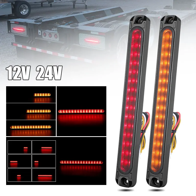 30Led الفرامل الذيل ضوء بدوره مصباح إشارة DRL الأحمر الأصفر تتدفق وقف فلاش مصباح لسيارة دراجة نارية شاحنة مقطورة ATV SUV 12 فولت 24 فولت