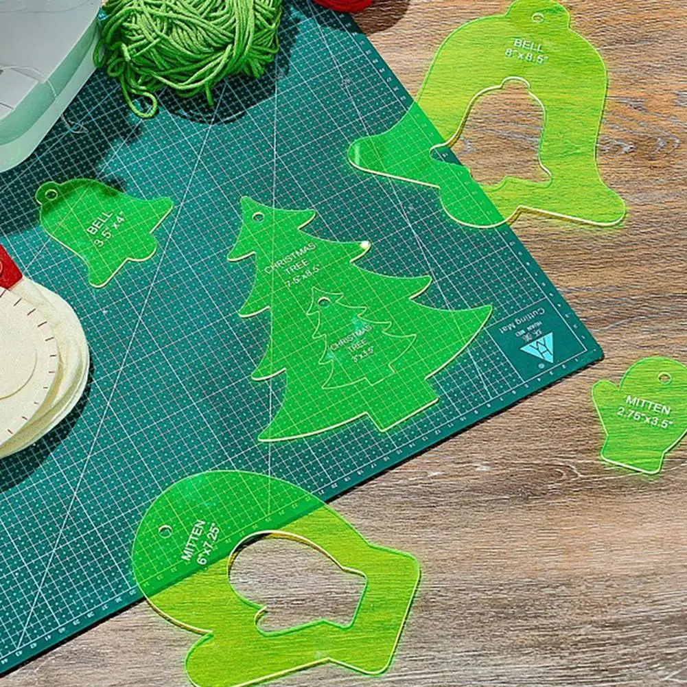 Painting Template High-precision Cutting Template 2pcs Transparent Sewing Quilting Stencils Christmas Tree Bells Santa Claus