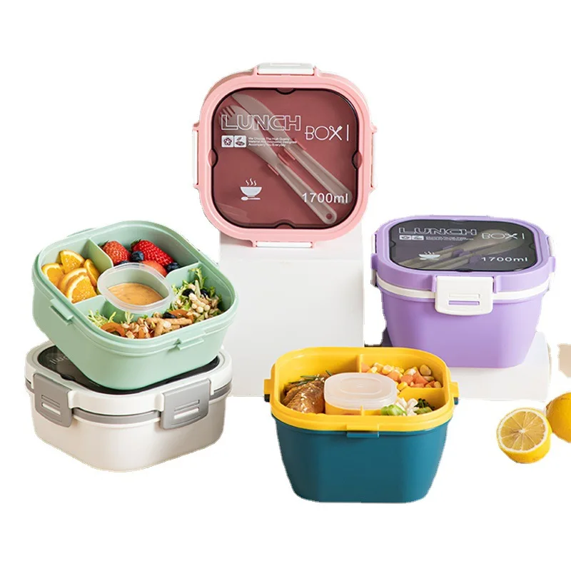 

Утолщенный простой ланч-бокс, герметичная салатница с крышкой, светильник для салатов, коробка для бенто, офисные работники, может нагреваться в микроволновой печи