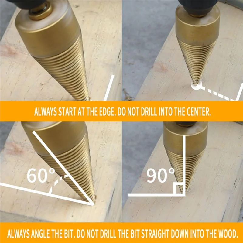 A19F-5Pcs Drill Bit Removable Cones Kindling Wood Splitting Logs Bits Heavy Duty Electric Drills Durable Easy To Use (42Mm/1.65I