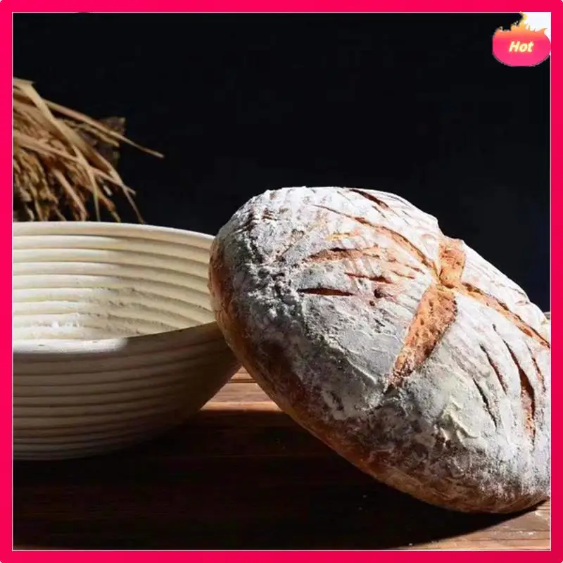 3X Round Banneton Proofing Basket Set - Brot Form Unbleached Natural Cane Bread Baking Kit With Cloth Liner