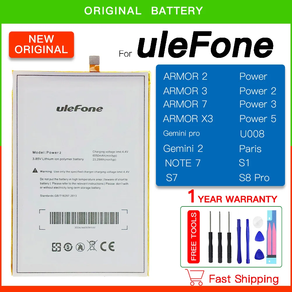 100% Original New Replacement Battery For Ulefone Armor 2 3  7 X3 Gemini POWER 2 5 S1 S7 S8 Pro Rechargeable Batteries Batteria комплект аккумулятора karcher battery power 18 25 dw eu 18 в 2 5 ач