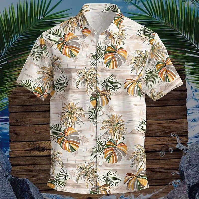 

Fashionable and avant-garde men's cool short sleeved beach vacation shirt, men's Hawaiian fashion cardigan