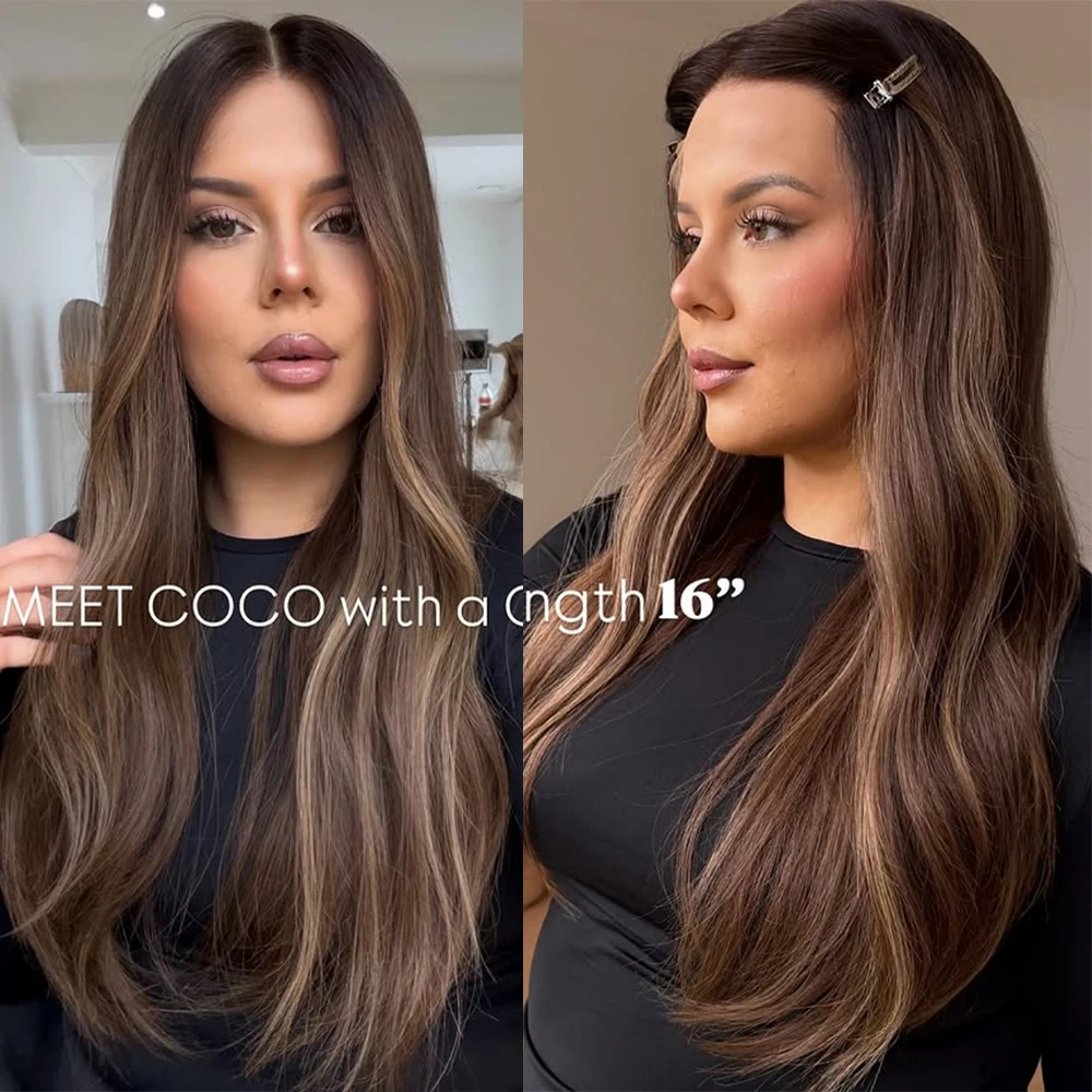 Loose Wave HD Lace Front Wigs 13x4 Chocolate Brown Highlights Lace Frontal Wig Pre Plucked Wigs for Women Daily Party Use