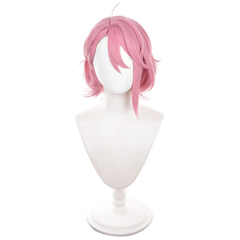 Dandadan Aira Shiratori Cosplay Perucas 37 cm Curto Reto Rosa Cabelo Sintético