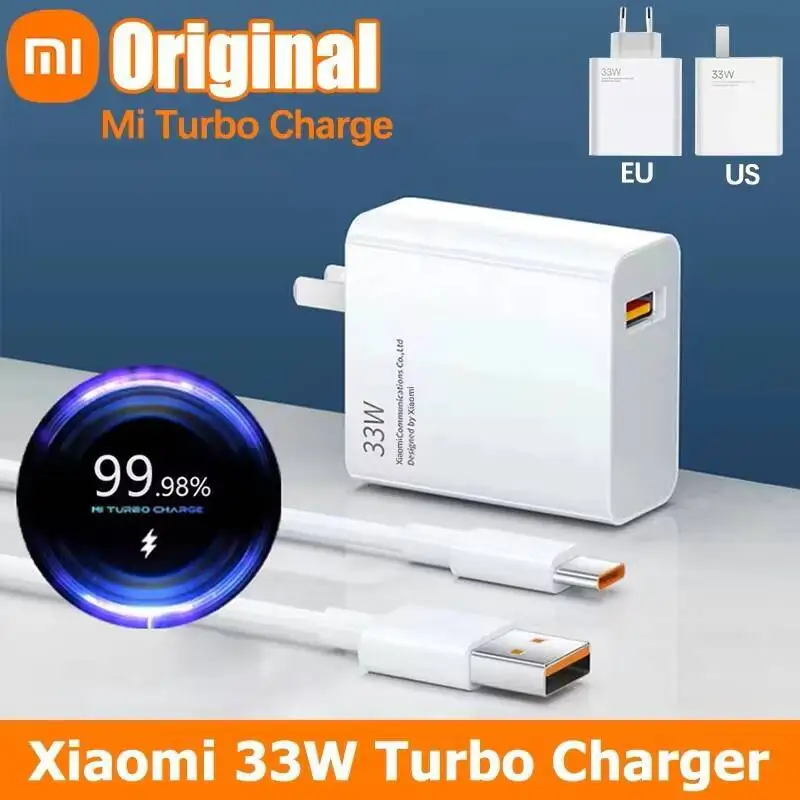 Original Xiaomi 33W Turbo Fast Charger Adapter Type C Cable XiaoMi Redmi Note 12 12S 11 Poco X5 X4 F3