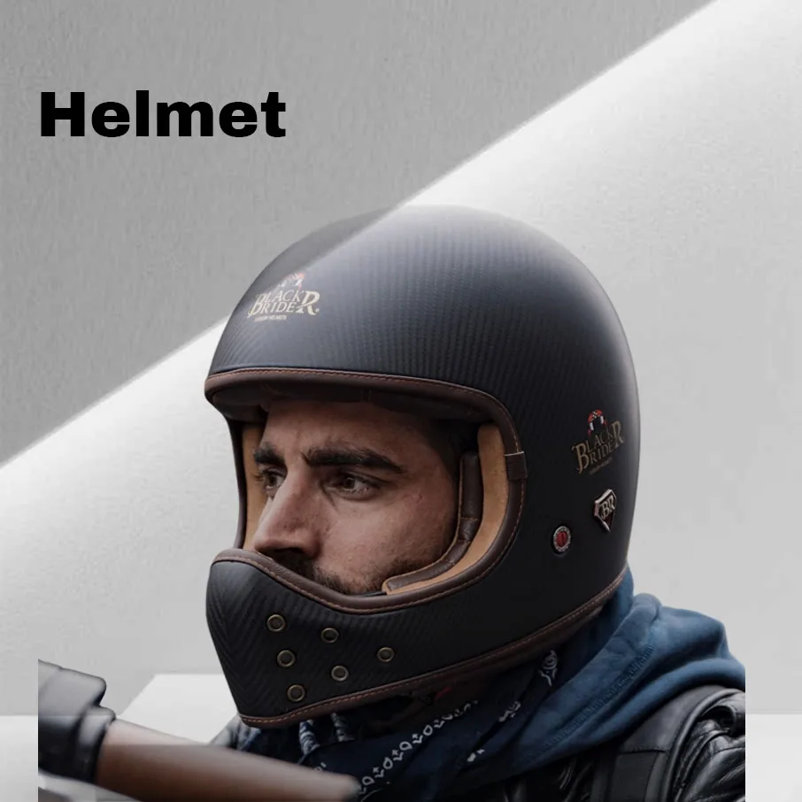 

Helmet Motorcycle Helmet Carbon Fiber Male and Female Cycling Racing Motorcycle Harley Retro Four Seasons Universal Safety Helme