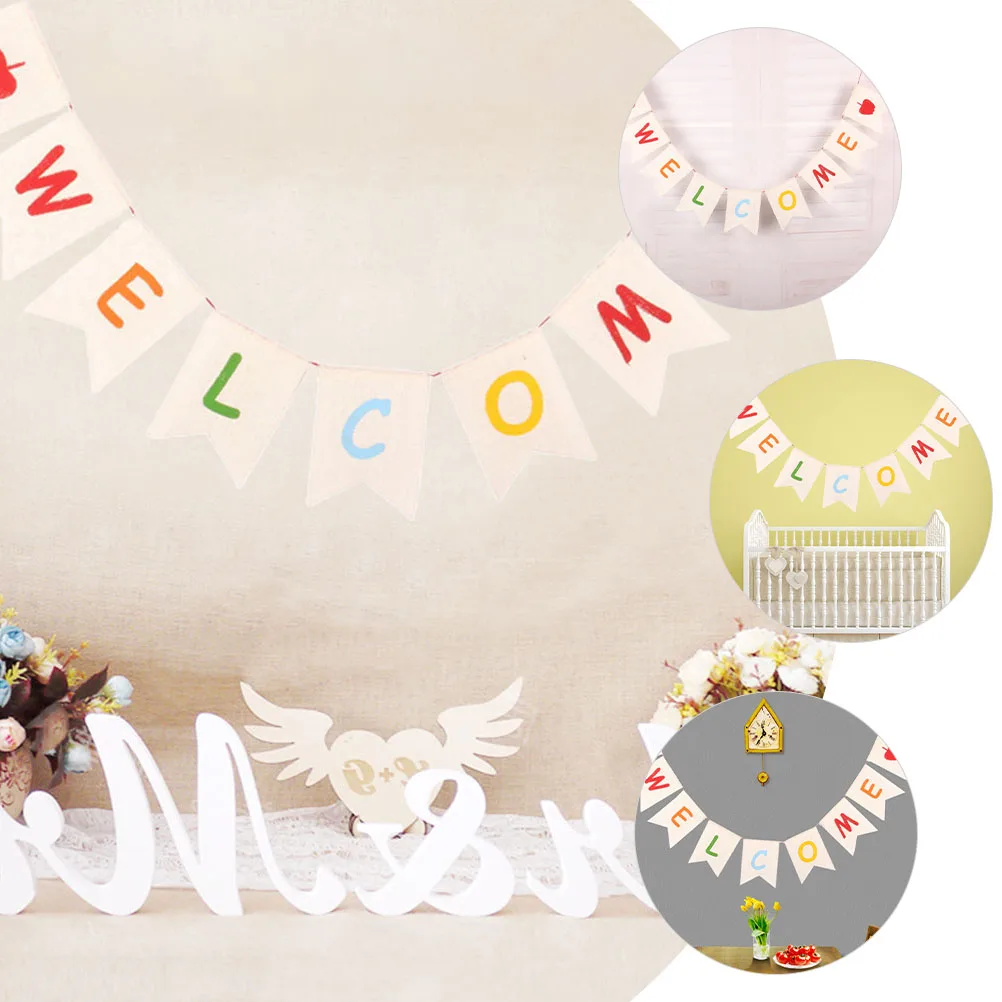 

Welcome Flag Back-to-school Season Decorations Banner The Classroom Linen Party Banners for
