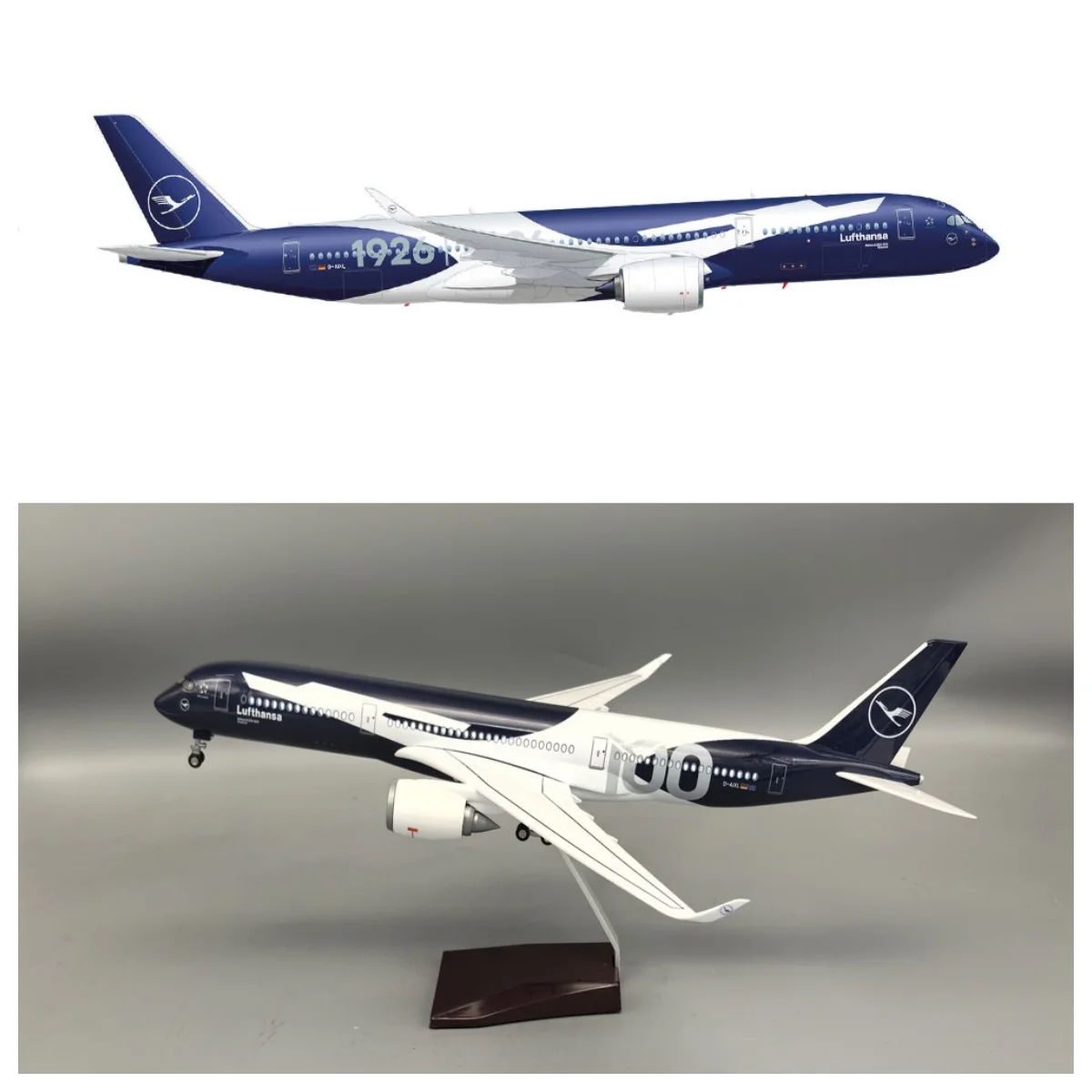 47cm Model Planes A350 Lufthansa German 100years Anniversary Resin Scale Aircraft Diecast For Enthusiast Collection Display Gift