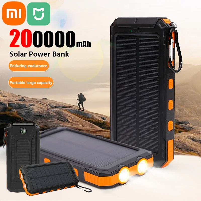 Xiaomi 200000mAh Solar Power Bank Portable Large Capacity Charger Compatible with IOS Android USB-A and USB-C Fast Charging