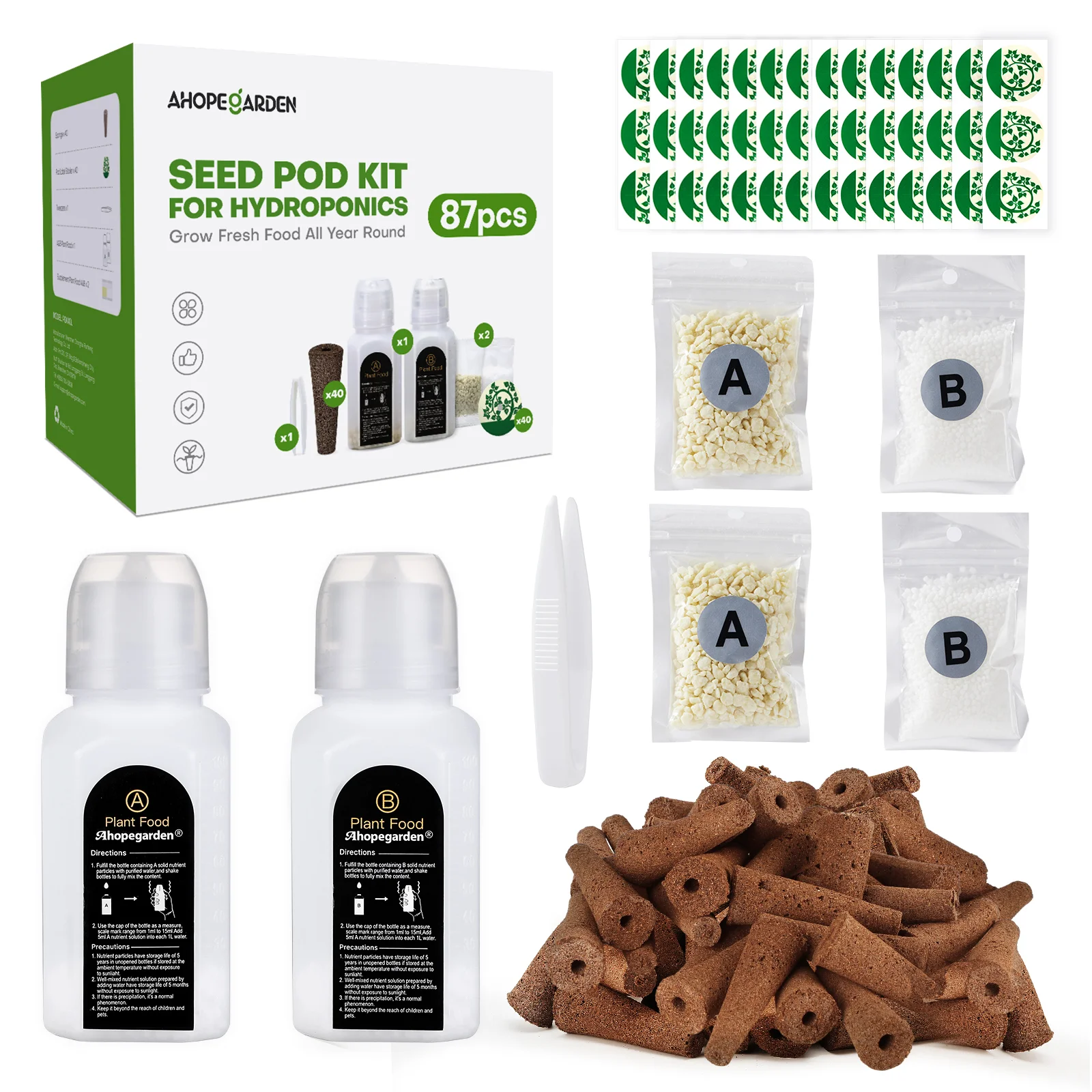 

Ahopegarden Planter Accessory Package 40-piece Kit--planting Version Without Basket Sponge Sponges Hydroponic Grow