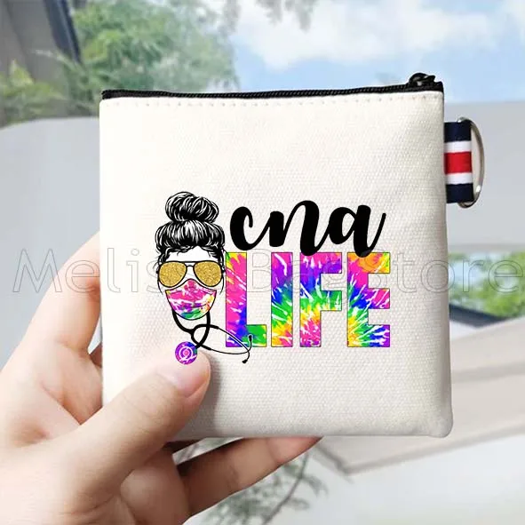 Niedliche Krankenwagen, Krankenschwester, Leben, Stethoskop, Krankenpflege, Segeltuch, Geldbörse, Schlüsseletui, Aufbewahrung, einfache kleine Tasche, Baumwoll-Geldbörse, Reißverschlusstasche