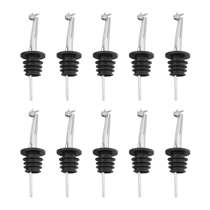 10-Pack Stainless Steel Wine Pourers Liquor Pour Spouts Set For Wine Liquor Olive Oil Coffee Syrup Vinegar Bottles