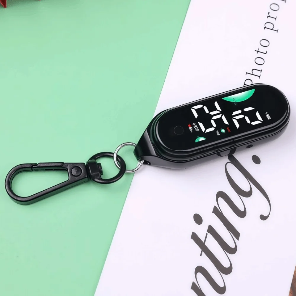 Digital Display Electronic Hanging Watch Touch Screen Waterproof Pocket Watch Keychain Luminous LED Watch Keychain Adults