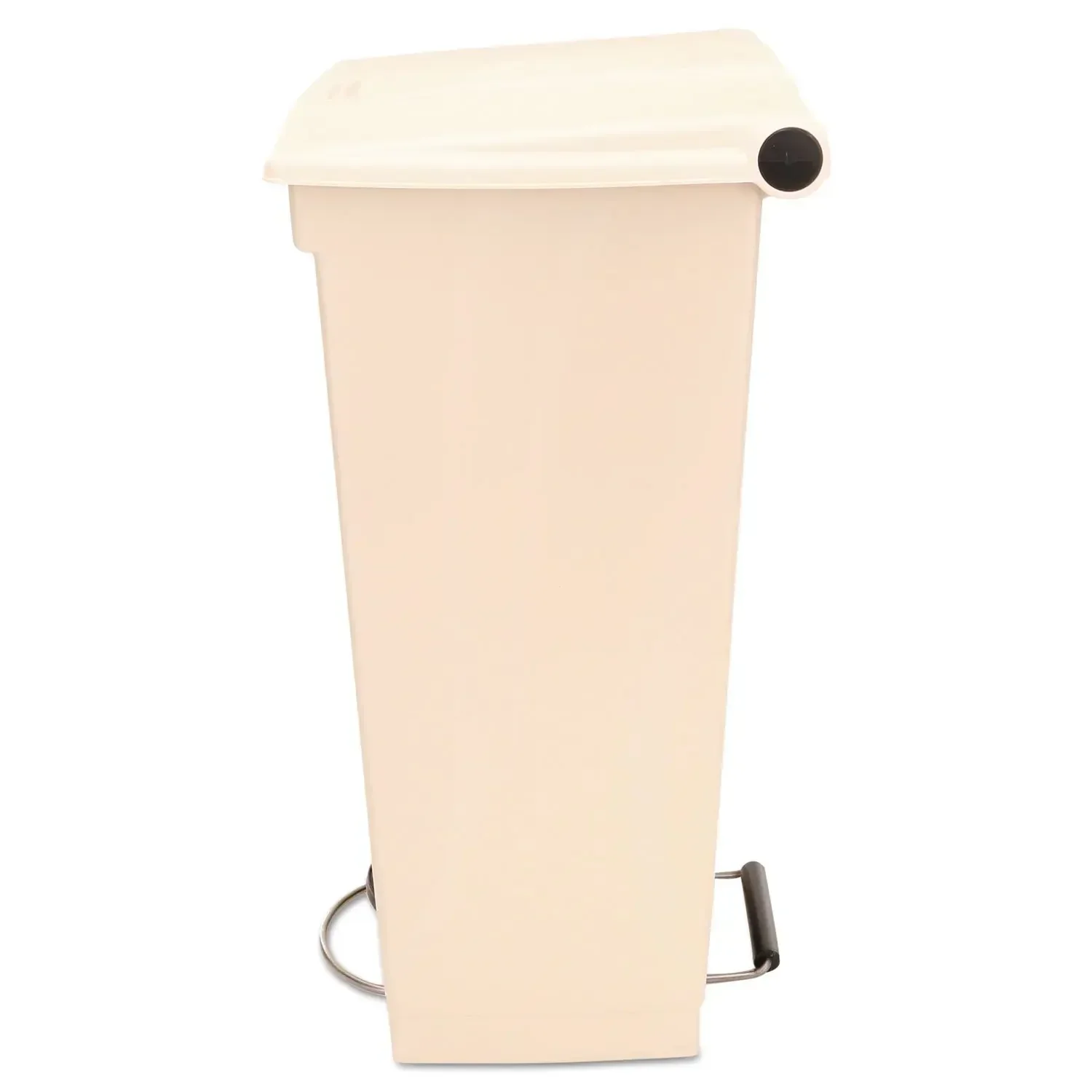 Rubbermaid Commercial Products HDPE Step-On Mobile Trash Can/Container, 23-Gallon, Beige, Hands-Free Garbage