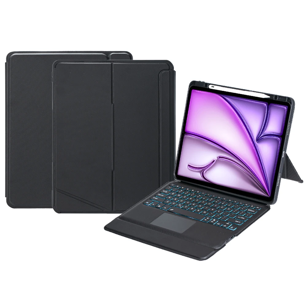 

T12B-AS For iPad Air 13 (2025) / (2024) / Pro 12.9 (2018) / (2020) / (2021) / (2022) Rotation Stand Leather Bluetooth-Compatible