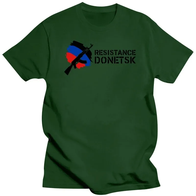 Donetsk Resistence AK Flag T Shirt. New 100% Cotton Short Sleeve O-Neck T-shirt Casual Mens Top