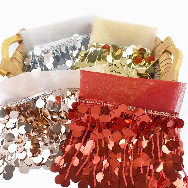 

2/5Yards 18cm Sequin Tassel Fringe Lace Trim for Latin Dance Dress Stage Garment Decorative Sewing Craft Ribbon Trimmings DIY