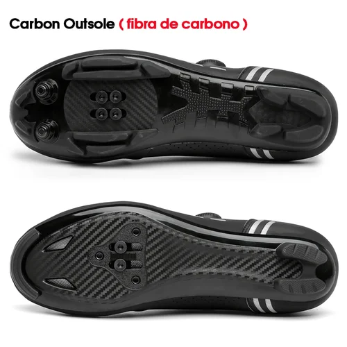 Imagen 2 del producto Zapatillas de ciclismo Mtb con tacos para hombre y mujer, calzado deportivo de carbono para bicicleta de velocidad, calzado plano de carreras de montaña SPD para ciclismo de carretera, 2023