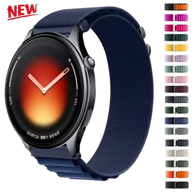 20/22mm Alpine Nylon Loop Strap For Xiaomi Watch 5/S5-4 Wristband Amazfit Active Max/Oneplus Watch Lite/4/3/2R/Realme Watch 5/S