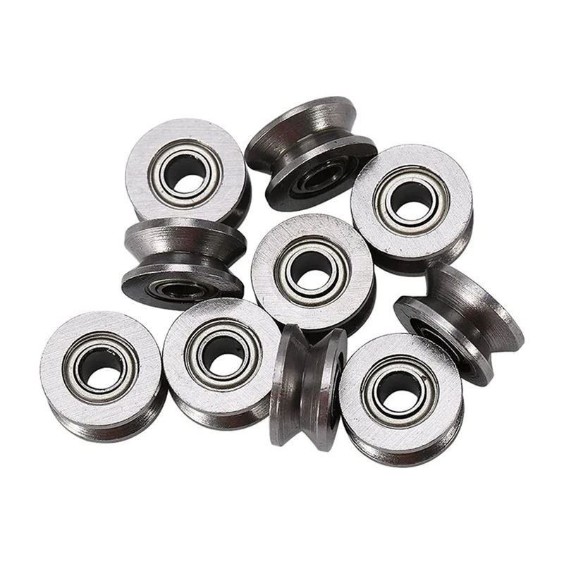 30Pcs U Groove Bearing U624ZZ puleggia per cuscinetti a sfera con scanalatura a V durevole in acciaio al carbonio per sistemi di movimento lineare su binario