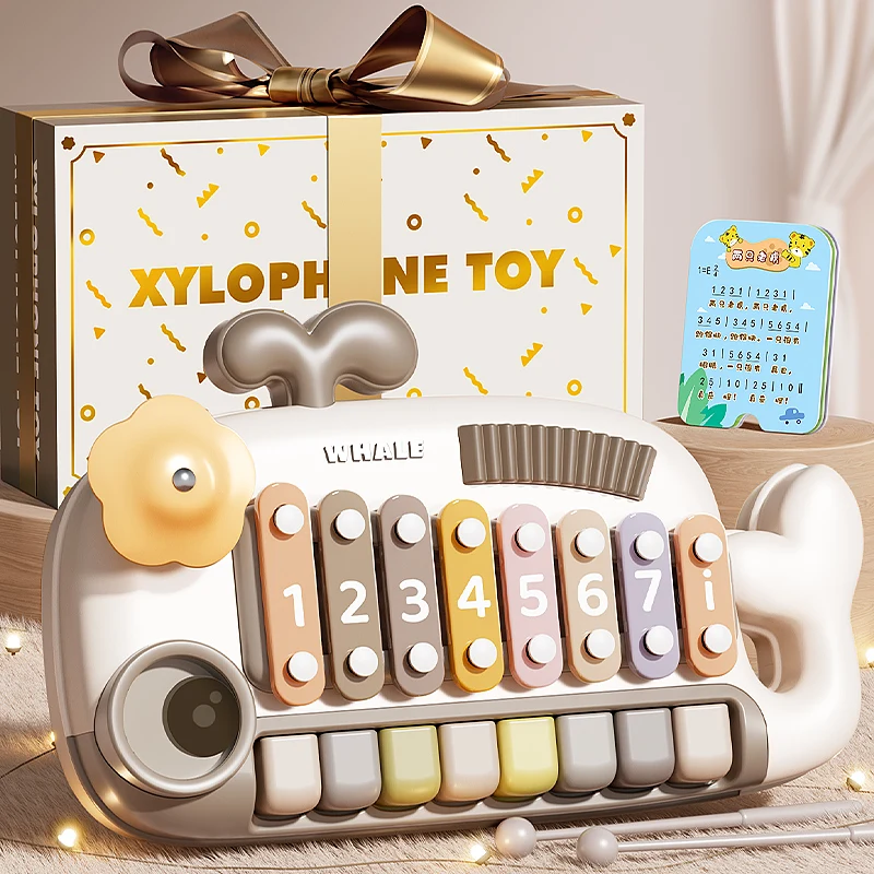 Crianças instrumentos musicais baleia xilofone piano brinquedo com tambor gong para crianças 3 anos educacional desenvolvimento sensorial presente