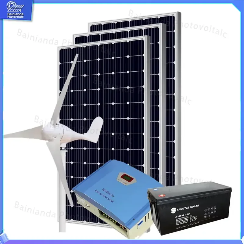 1KW Hybrid Solar Wind Turbine System Rooftop Wind Generator with Solar Panel Kit Off Grid Power Energy Home Backup Renewable