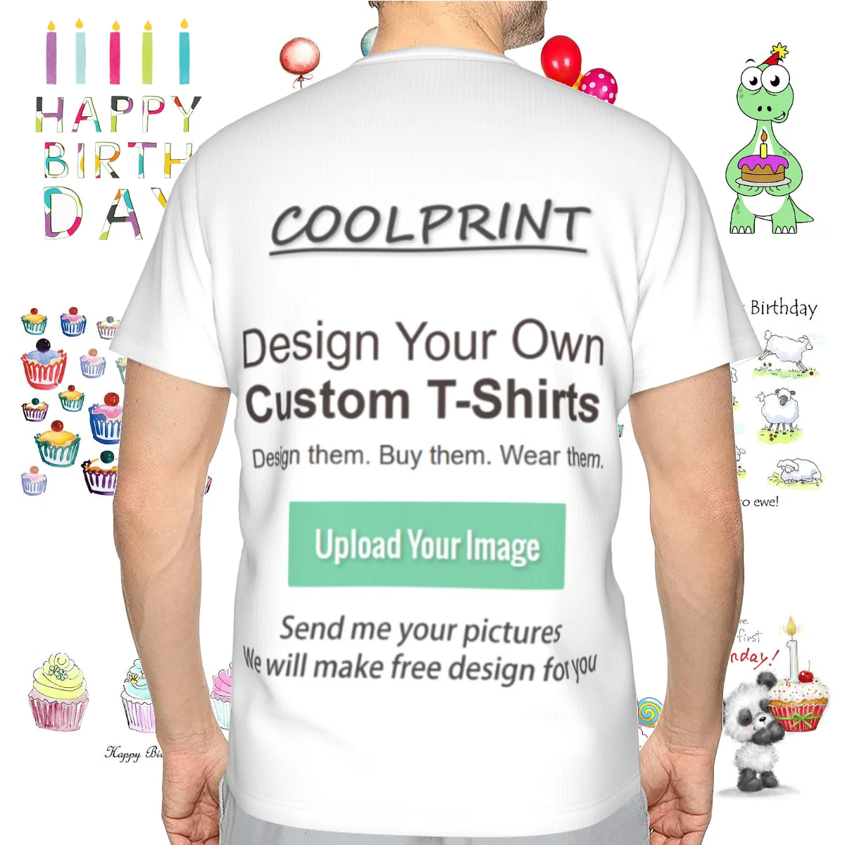 CoolPrint Mens Custom T-Shirts Personalized T-Shirts  Name Birthday Date Year T-Shirts Text DIY Customized Printed Tee