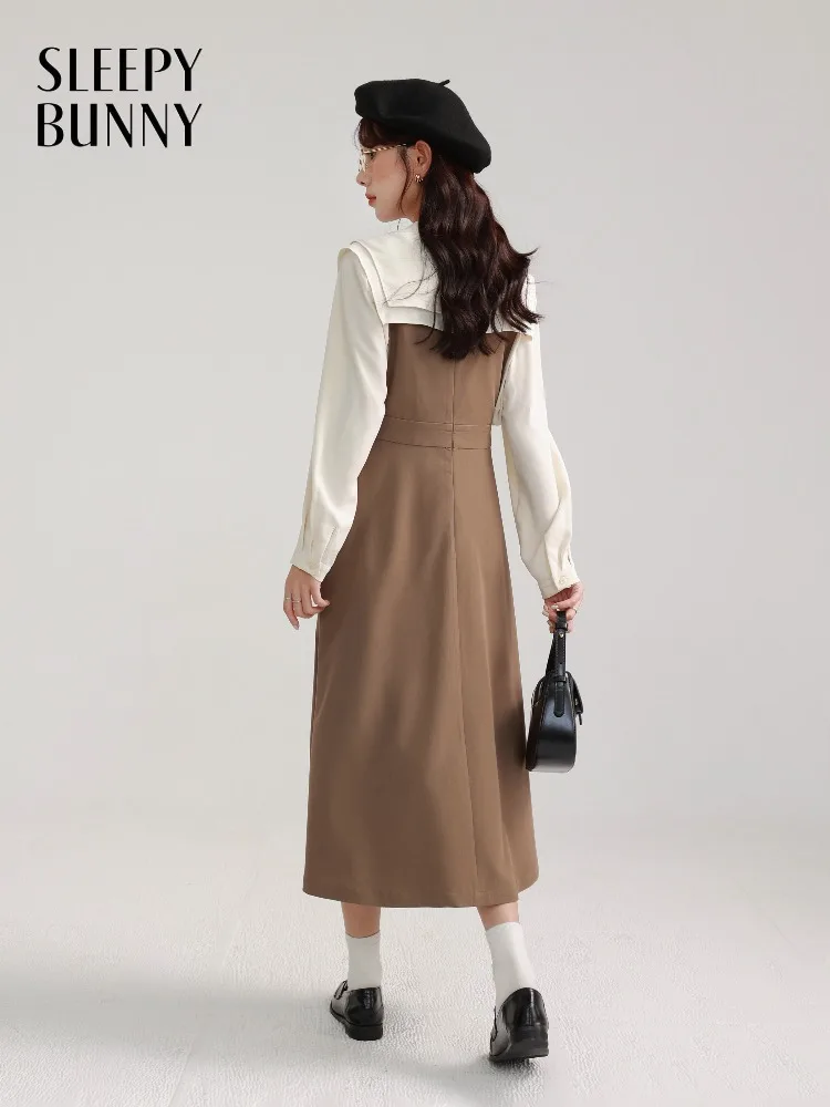 

Elegant Vintage Pleated Dress Sleeveless V-Neck Midi Dress Women French Style Waist Slim Fit Long Dress for Office Casual Outfit