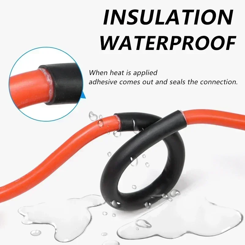 3:1 Black Dual Wall Heat Shrink Tube with Glue Dia.1.6mm - 50mm Polyolefin Insulated Wire Wrap Heat-shrinkable Sleeve For Cables
