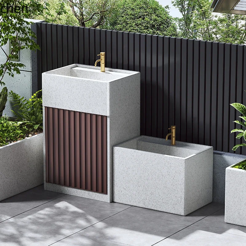 Outdoor Standing Basin Integrated Floor-Standing Balcony Sink Outdoor Washstand Granite Courtyard