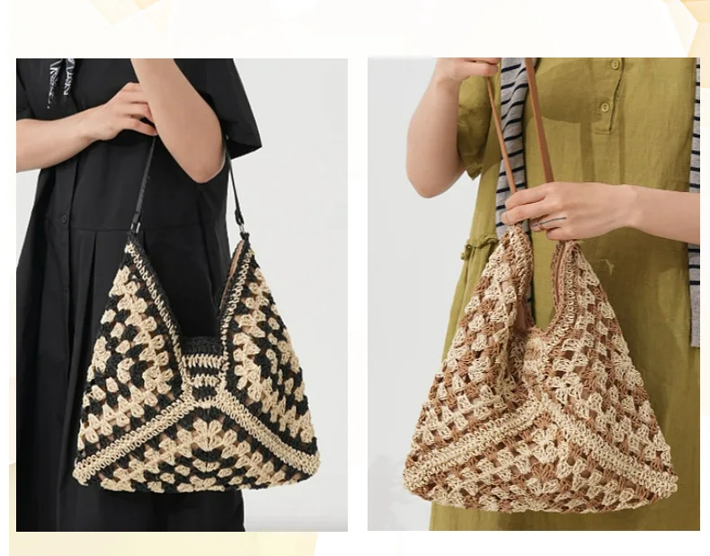 

Полая соломенная сумка ручной работы с цветочным узором. Женская сумка-тоут большой вместимости. Праздничная сумка через плечо под мышками.