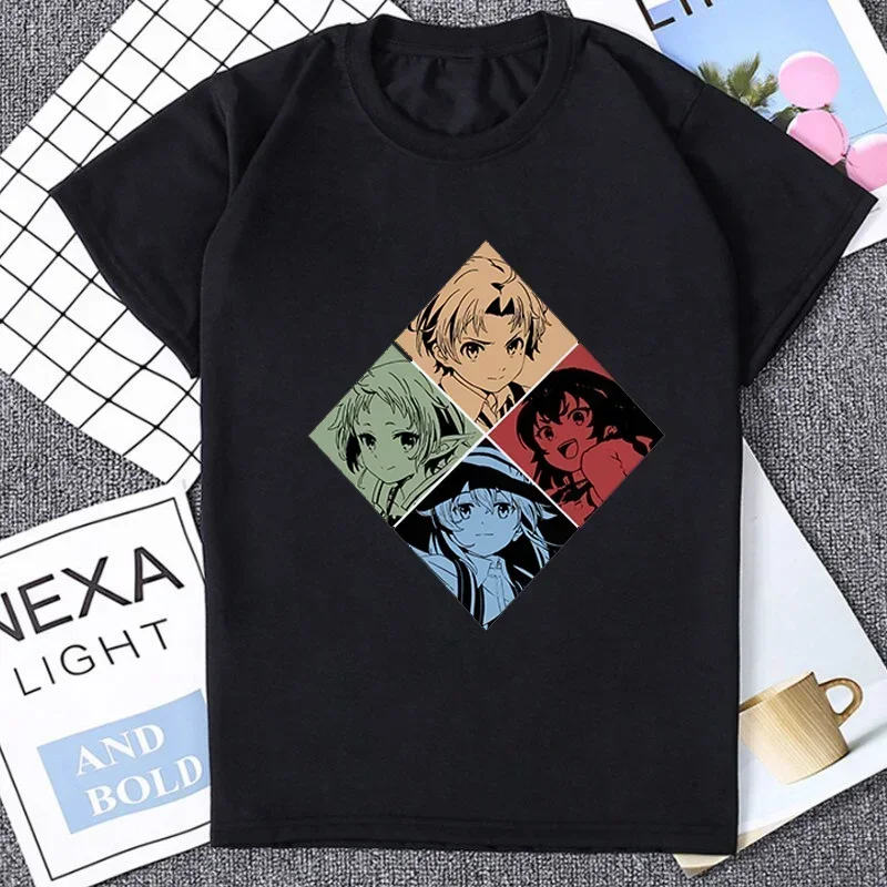 Camiseta de Manga Mushoku Tensei para hombres, camisa de reencarnación sin trabajo, Cosplay Vintage para fanáticos del Acg, camiseta de Manga corta, camiseta de Anime japonés Waifu