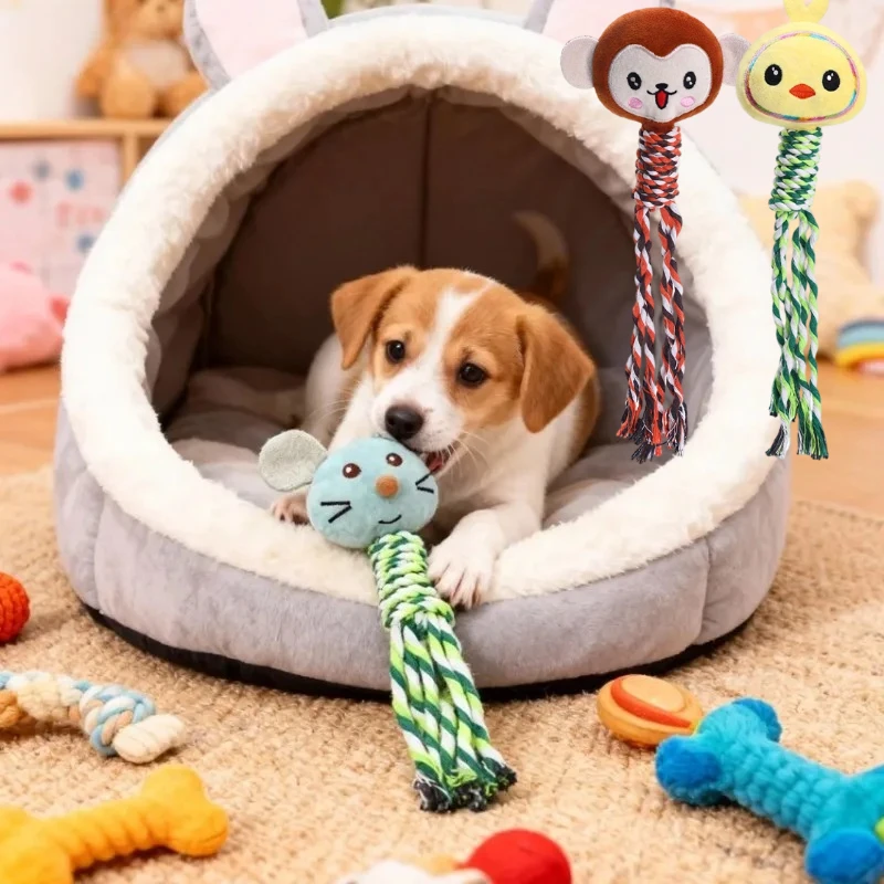 1 Stück Zahnpflege-Hundespielzeug, Kaubeständiges Baumwollseil für Kleine Rassen, Interaktives Zerrspiel, Langlebiges Kauspielzeug, Fördert die Mundgesundheit