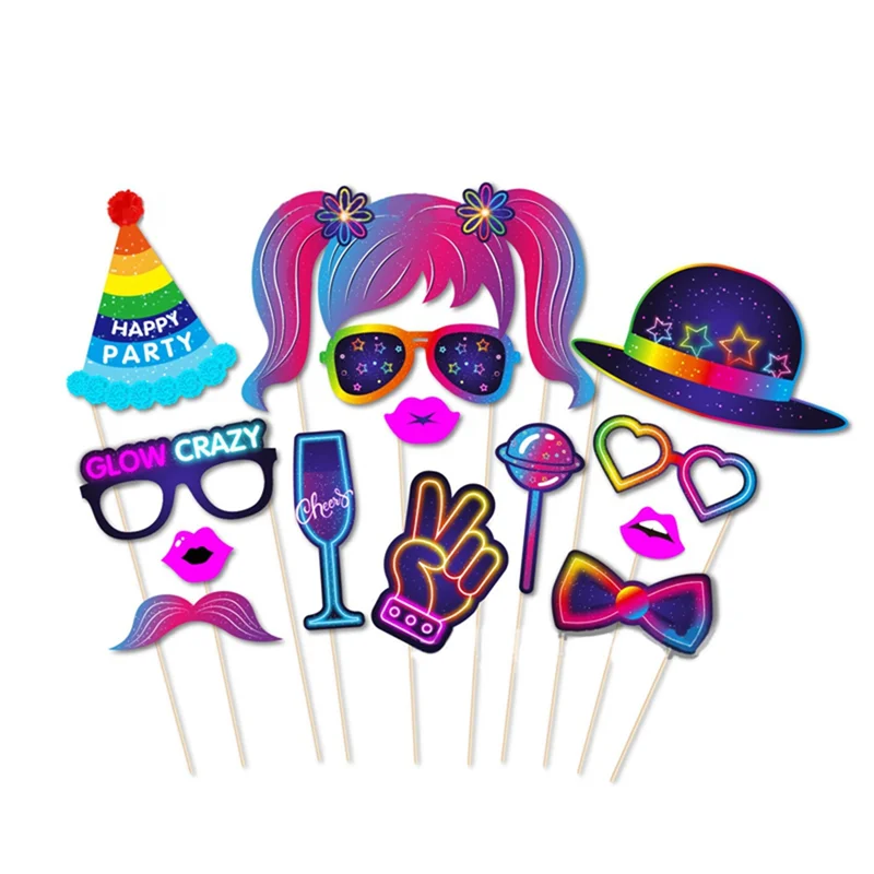 ชุดอุปกรณ์ตกแต่งงานปาร์ตี้ธีมเรืองแสง AT16 125 ชิ้น อุปกรณ์ประกอบฉากถ่ายภาพเรืองแสง ของตกแต่งงานวันเกิด