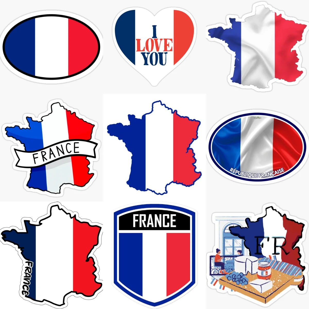 

F France flag map creative personalized Stickers for car motorcycle helmet window Fridge wall Decoration Accessories